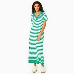 NWT Addison Bay Kiawah Striped Cotton Polo Midi Dress Sz M